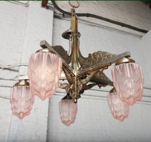 Vintage art deals deco chandelier lighting