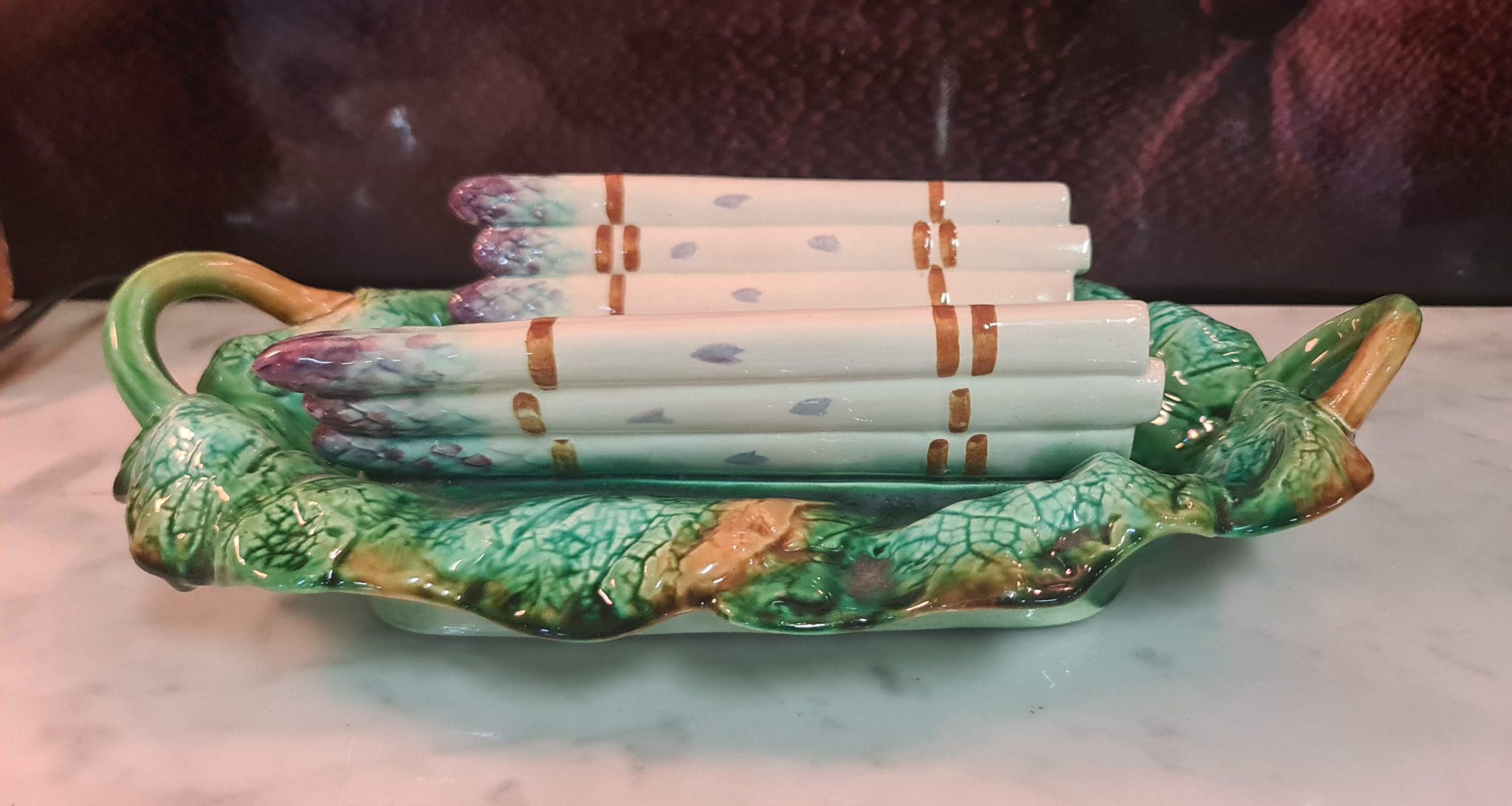 French Majolica Asparagus Dish Gold Coast Antiques